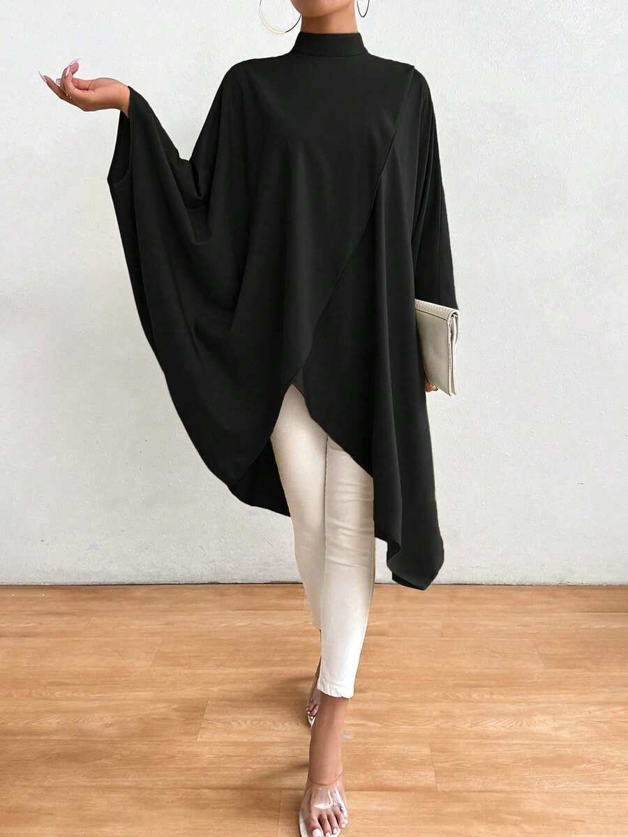 SHEIN 女士純色簡約日常穿著襯衫,隨機花卉圖案 - 黑色 - 查看 1