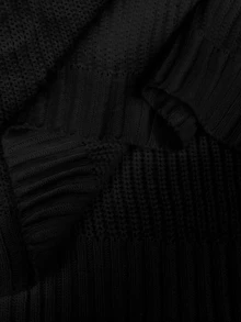 Franclia Women's Casual Everyday Commute Simple Solid Color Drop Shoulder Loose Pullover Sweater, Autumn/Winter - Black - View 7