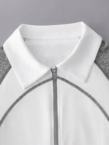 CourtClass CourtClass Women's Colorblock Zipper Half-Placket Short Sleeve Sports Polo Shirt Golf Workout White Summer Athleisure Active - Multicolor - View 5