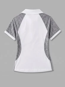 CourtClass CourtClass Women's Colorblock Zipper Half-Placket Short Sleeve Sports Polo Shirt Golf Workout White Summer Athleisure Active - Multicolor - View 4