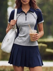 CourtClass CourtClass 拼色拼接短袖運動 Polo 衫 - 彩色 - 查看 2