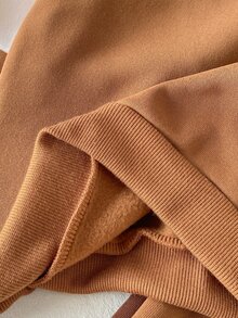 SHEIN Playful Pals 2pcs Toddler Boy Sweatshirt + Joggers Preppy Coffee Tan Color Block Letter Long Sleeve Mock Neck Regular Outdoor Fall Holiday Winter Ribbed Tracksuit - Brown - View 7
