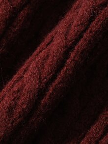 Dazy Plus V-Neck Solid Color Korean Style Long Sleeve New Year Red Elegant Versatile Autumn/Winter New Sweater Christmas - Burgundy - View 3
