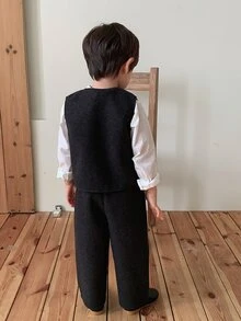 DAZY Infant (Boy) Round Neck Sleeveless Vest & Casual Long Pants Outerwear Set - Grey - View 2