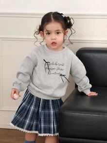 DAZY Baby Girl Autumn/Winter Long Sleeve Bow Korean Style Sweatshirt - Apricot - View 7