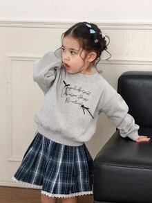 DAZY Baby Girl Autumn/Winter Long Sleeve Bow Korean Style Sweatshirt - Apricot - View 8