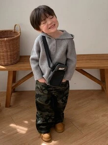 DAZY Infant (Boy) Casual Solid Color Comfortable Autumn/Winter Long Sleeve Sweater - Grey - View 3