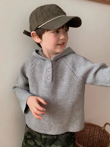 DAZY Infant (Boy) Casual Solid Color Comfortable Autumn/Winter Long Sleeve Sweater - Grey - View 1