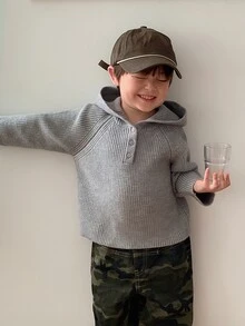 DAZY Infant (Boy) Casual Solid Color Comfortable Autumn/Winter Long Sleeve Sweater - Grey - View 9