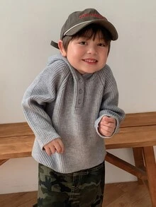 DAZY Infant (Boy) Casual Solid Color Comfortable Autumn/Winter Long Sleeve Sweater - Grey - View 5
