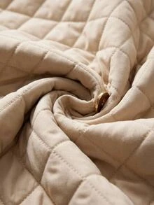 RueChic Women's Cream Maxi Quilted Puffer Jacket With Functional Pockets, Warm Winter Outerwear - Cream - View 9