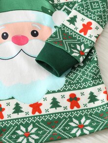 Unisex Baby Boy/Girl 2pcs Snug Fit, Cute Green Baby Christmas Pajama Snug Fit 2 Pieces Set - Green - View 4