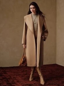 Anewsta Women's Handmade Double-Sided Wool Long Coat - Grey - View 5