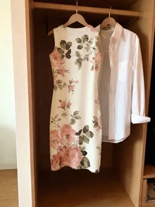 Franclia 热销休闲女式碎花圆领无袖连衣裙 - 彩色 - 查看 2