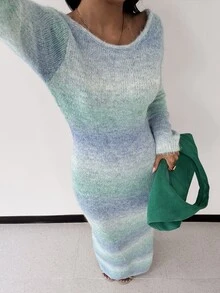Glamine Charm Women's Gradient Ombre Fuzzy Knit Dress - Multicolor - View 3