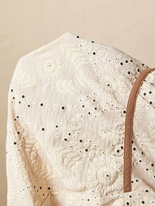 Boho Mama قميص أنيق مطرز بألوان متباينة مع ربطة أمامية للنساء الحوامل - لون مشمشي - مشاهدة 9