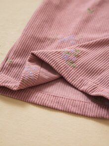 Boho Mama Maternity Floral Embroidered Casual Loose Fit Overalls - Pink - View 9