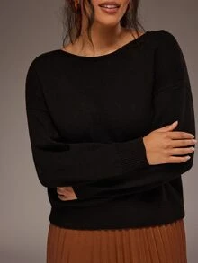 Freevana Women Reversible Lace V Neck Button Down Long Sleeve Knit Cardigan Sweater Front To Back Tops - Black - View 6