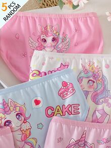 SHEIN Random 5-Piece.Girl Cute Macaron Unicorn Combination Triangle Underwear. Autumn Winter - Multicolor - View 7