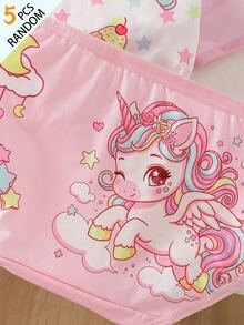 SHEIN Random 5-Piece.Girl Cute Macaron Unicorn Combination Triangle Underwear. Autumn Winter - Multicolor - View 5