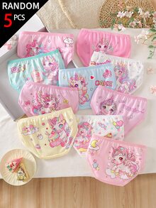 SHEIN Random 5-Piece.Girl Cute Macaron Unicorn Combination Triangle Underwear. Autumn Winter - Multicolor - View 3