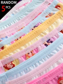 SHEIN Random 5-Piece.Girl Princess Print Cute And Elegant Multi-Color Triangle Underwear. Autumn Winter - Multicolor - View 5
