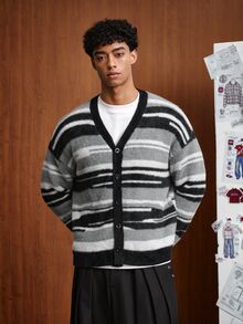 TOKVUE Fashion Men's Striped Long Sleeve Single-Breasted Knit Cardigan - Multicolor - View 4