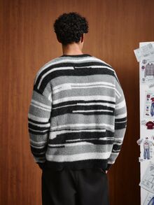 TOKVUE Fashion Men's Striped Long Sleeve Single-Breasted Knit Cardigan - Multicolor - View 2