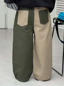 Transformers Evergreen X DAZY Young Boy Letter Print Colorblock Wide Leg Loose Casual Denim Jeans - Khaki - View 7