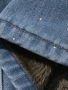 Dazy Kids Tween Girl) Straight Leg Rhinestone Loose Casual Belt Tie Denim Jeans, Autumn/Winter - Light Wash - View 10