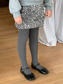 DAZY Girls' Gray Sequin Velvet Skirt, Skirt, Autumn - Grey - View 3