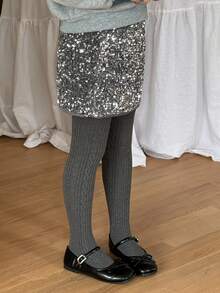 DAZY Girls' Gray Sequin Velvet Skirt, Skirt, Autumn - Grey - View 9