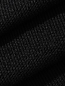 DAZY Autumn/Winter Round Neck Black & White Contrast Trim Loose Knit Sweater & Wide Leg Pants Casual Commute Daily Women's 2 Pieces Set - Black - View 7