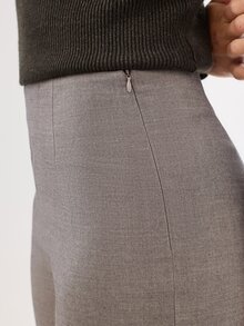 KÆRIA Hus High Waist Clean Front Straight Leg Trousers - Compact Tailoring - Taupe Grey - Tailored, Minimalist, Day, C - Grey - View 7