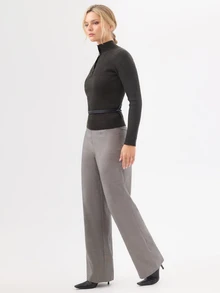 KÆRIA Hus High Waist Clean Front Straight Leg Trousers - Compact Tailoring - Taupe Grey - Tailored, Minimalist, Day, C - Grey - View 3