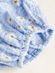 GentleRue Maternity Maternity Blue Daisy Floral Chiffon Long Sleeve Dress, V-Neck Tie Design, Lantern Sleeves For Elegant Look, 100% Cotton For Spring And Autumn - Multicolor - View 8