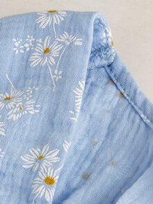 GentleRue Maternity Maternity Blue Daisy Floral Chiffon Long Sleeve Dress, V-Neck Tie Design, Lantern Sleeves For Elegant Look, 100% Cotton For Spring And Autumn - Multicolor - View 7