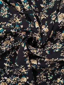 SHEIN LUNE 大尺碼秋季休閒碎花蕾絲拼接洋裝 - 彩色 - 查看 9
