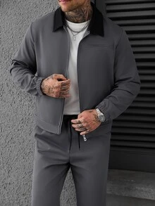 SLATEMANN Men's Casual Jacket Set Outerwear - Grey - View 1