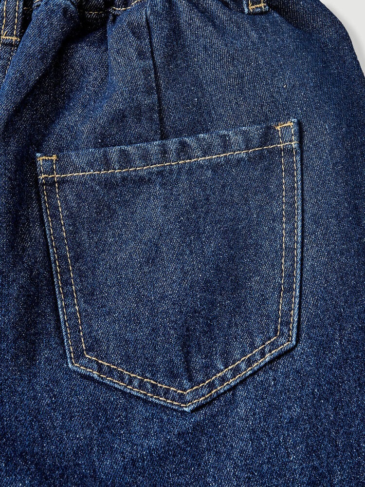 EMERY ROSE Women's Summer Paperbag Waist Straight Leg Jeans - Blue - View 6