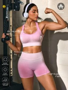 Solea Cove Solea Cove Women's Gradient Back Cut-Out Sports Bra - Pink - View 5
