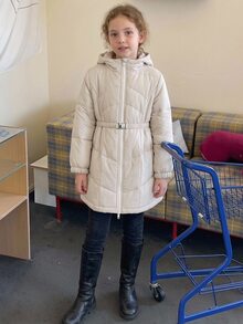 Hapijoa Tween Girl Winter Fashion Versatile Solid Color Hooded Jacket - Beige - View 7