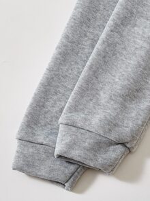 SHEIN Tween Girls 2pcs California Letter Graphic Sweatshirt And Joggers Set Casual Sporty Preppy Loungewear Fall Sweatsuit Outfit - Grey - View 3