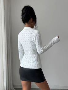 Elenzga V-Neck Knitted Bow Design Front Pocket Slim Fit Cardigan For Women, Autumn/Winter - Apricot - View 2