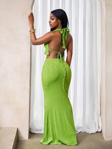 Zolique Women Two Pieces Outfits For Daily Wear - Green - View 3