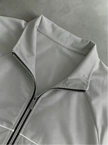 PAVTROS Men's Casual Fashion Street Contrast Piping Zip-Up Jacket And Drawstring Waist Long Pants Set, - Grey - View 3