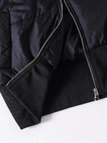 SHEIN Teen Girl Long Sleeve Hooded Fleece Lined Black Puffer Jacket Halloween Winter Style Work Baggy Cute - Black - View 6