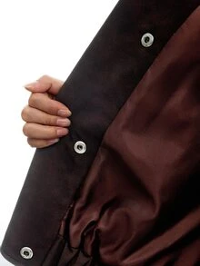 LYSMO Women's Vintage High Neck Button Pocket Long Sleeve Jacket Fall Clothes For Women Going Out Jacket - Brown - View 11