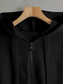 EMERY ROSE Plus Size Minimalist Zip-Up Long Sleeve Hooded Sweatshirt For Daily Wear - Multicolor - View 8
