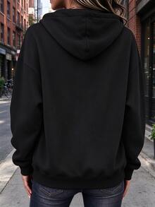 EMERY ROSE Plus Size Minimalist Zip-Up Long Sleeve Hooded Sweatshirt For Daily Wear - Multicolor - View 2